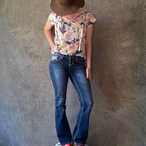 LC Lauren Conrad floral sheer short sleeved top.S